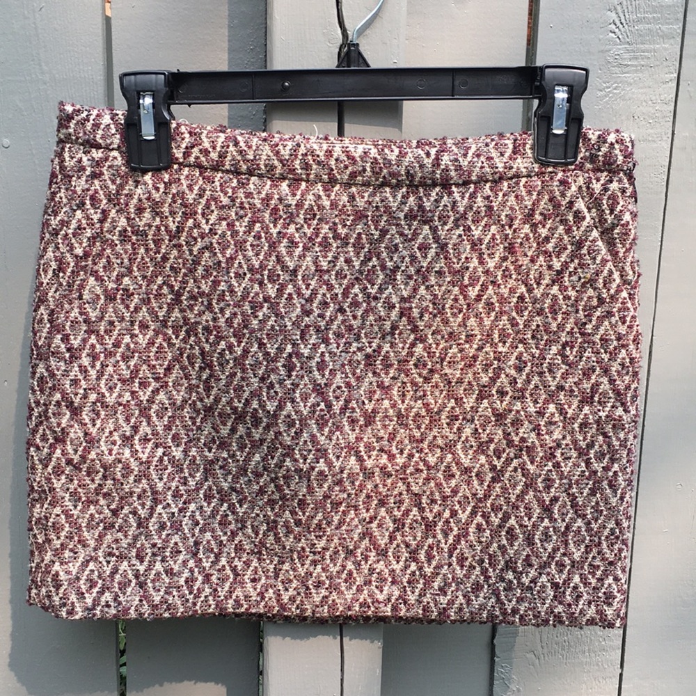 ba&sh Burgundy and Cream Patterned Skirt